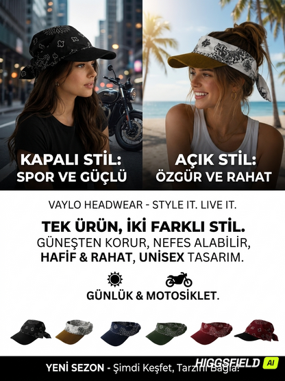 VAYLO® Bandana Şapka | Tek Ürün, 2 Farklı Kullanım